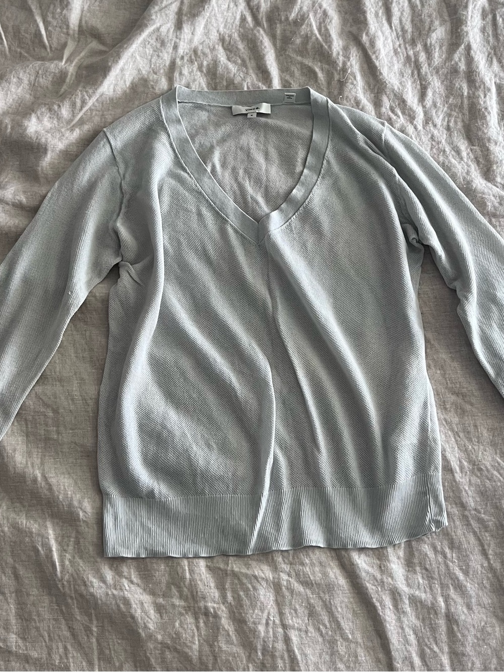 Vince Light Gray V-Neck Sweater
